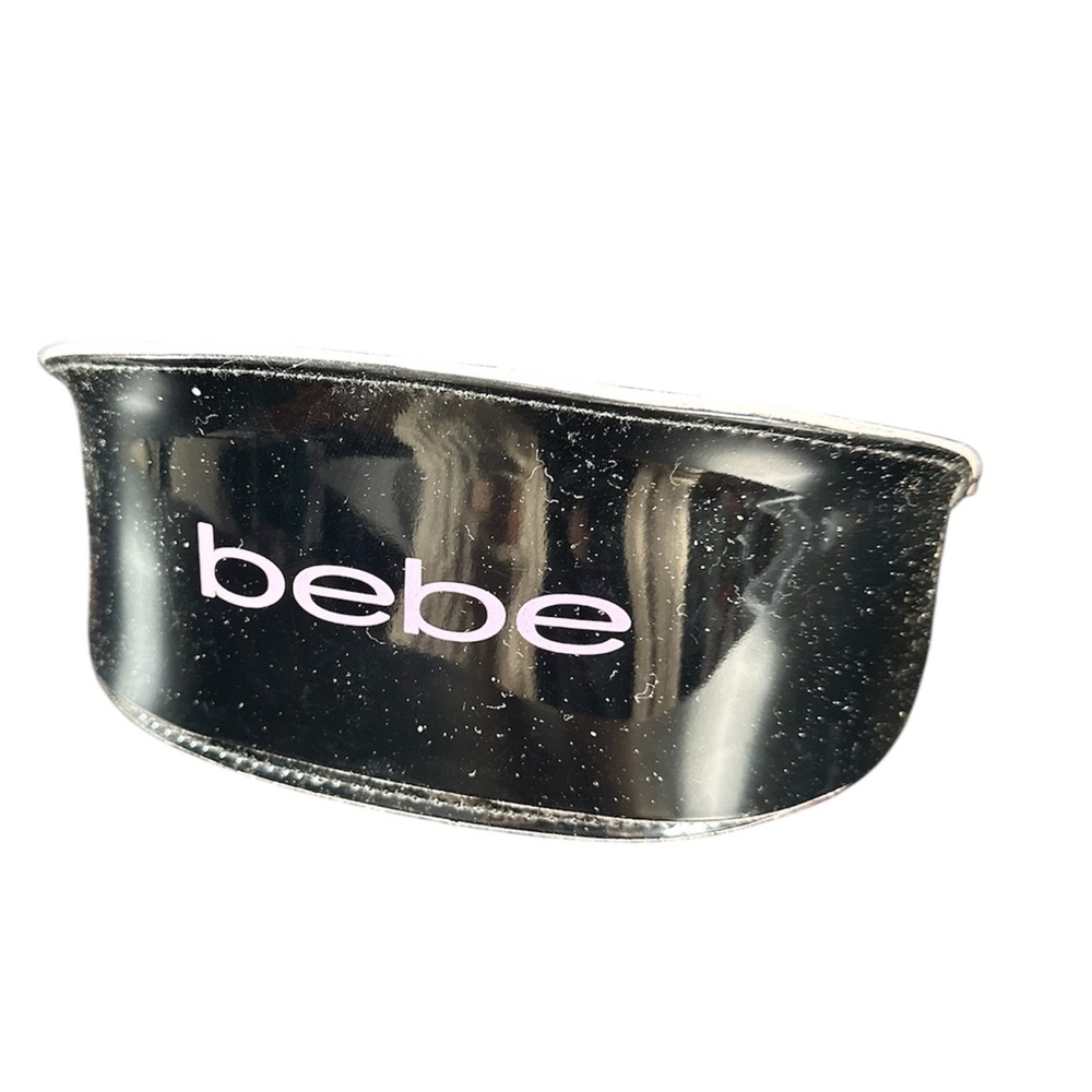 BEBE Eyeglass Sunglass Black Pink Felt Lining SemiHard FlipTop Case Patent Vinyl